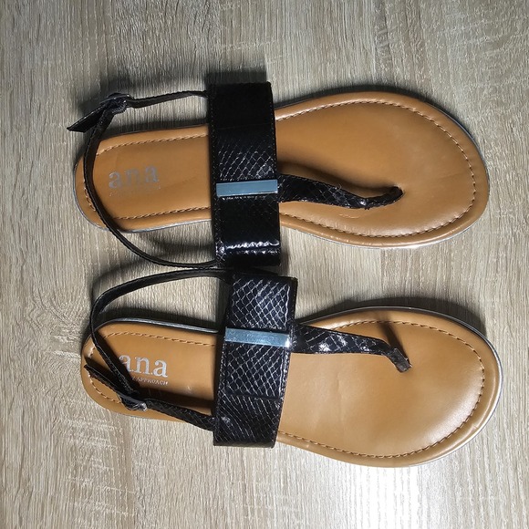 ANNA | BLACK SANDAL BOW SIZE 8 - Picture 1 of 2